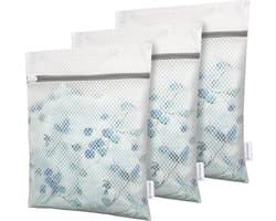 MODFU Waszak 3 stuks 30x40 cm - Wasgoedzak met rits - Honeycomb mesh - Praktische waszak voor kleding - Waszak voor wasgoed - Wit