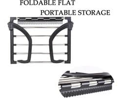 Radiator Droogrek Opvouwbaar – Hangend Kleding Droogrek – Wasrek voor Radiator Deur Balkon & Badkamer – Met Verstelbare Haken en Sokclips – RVS – Zwart