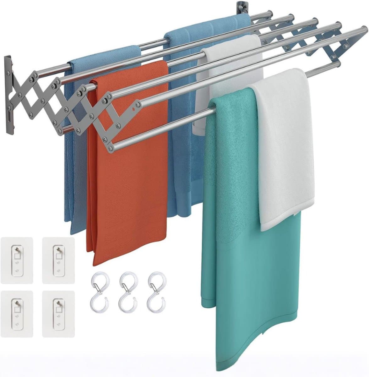 ZRNS® Wasrek Hangend - Droogrek - Voor Deur Radiator of Balkon - Inklapbaar - Zilver — afbeelding 1