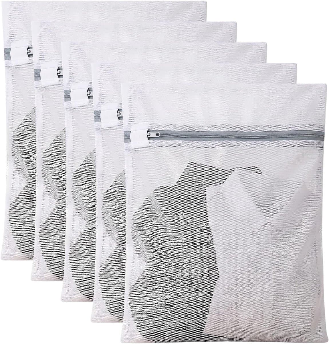 SnelShoppen - 5 Stuks Wasnetten voor Wasmachine, 40x50cm Wasgoed Zak met Verborgen Ritssluiting, Mesh Waszak voor Fijne Was, Netwaszakken voor Ondergo — afbeelding 1