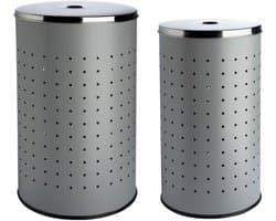 Set van 2 Wasmanden met Deksel en Luchtgaten - RVS - 37L en 54L
