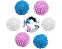 SnelShoppen - Wasballen voor Droger en Wasmachine, 6 Stuks Herbruikbare Droogballen, Vervanging voor Wasverzachter, Anti-Pilling, Sneller Drogen, Sili