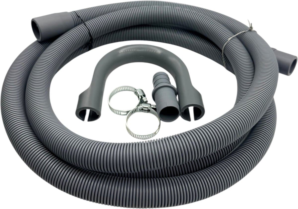 Fixem afvoerslang 2,5m wasmachine vaatwasser, geschikt voor 19mm 21mm aansluitingen - verlengslang afvoer slang met bocht en klemmen en verleng adapter - Geschikt voor alle merken — afbeelding 1