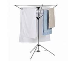 Cheqo® Droogrek Inklapbaar - Droogmolen Staand - Wasrek met Statief - Wasdroogrek Opvouwbaar - 3 Armen - Voor Camping - Voor Binnen en Buiten - Met Voet - Ruimtebesparend - Voor Balkon - Draaibaar - Mobiel - Droogparasol - Kledingdroger — afbeelding 1