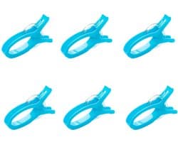 6-stuks Grote wasknijper - Plastic wasknijper - Strandhanddoekklem - Dekenklem - 16x9,5 cm - Multifunctioneel - Winddicht en draagbaar - Geschikt voor het vastzetten van strandhanddoeken, dekens, handdoeken, tapijten, enz. - Blauw