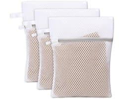 Dailygoods- Waszak Klein - 3 Stuks - Antislip Rits - Hanglus - Mesh Design - Lichtgrijs - 30 x 23 cm - Wasnet