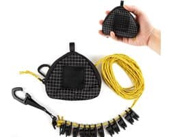 Draagbare Waslijn - Reis Waslijn - Buiten Droge Kleding - Met Clips - 35 Meter - Zwart