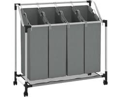 TIM® Wasmand 4 Vakken - Wasmand - Wassorteerder - 20KG - Grijs - 96cm x 40cm x 92cm — afbeelding 1