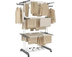 Droogrek - Wasrek - Droogtoren - Wastoren - 3 Lagen - Inklapbaar - 72x50x172 cm - Wit