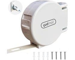 Intrekbare Waslijn - Droogrek Wandmontage - Kleding Drogen - 34 Winddichte Gaten - 42 Meter - Wit