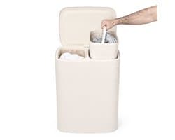 Trendy Meije® Wasmand met Deksel - Licht Beige - 90 Liter - Wassorteerder 2 Vakken - Opvouwbare Wasbox met Uitneembare Waszakken — afbeelding 1