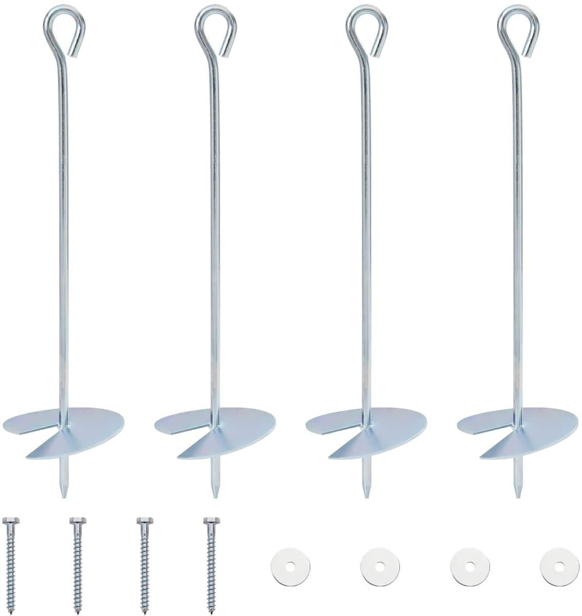 vidaXL - Aardanker - 4 - st - Ø10 - x - 40 - cm - Gegalvaniseerd - Metaal - zilver — afbeelding 1