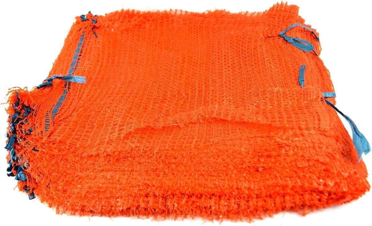Netzakken - Raschel zakken - Vervoeren goederen - Met trekkoord - 50 x 78 cm - Oranje — afbeelding 1