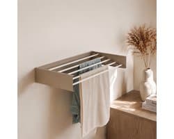 Beige wanddroogrek - 80cm 4 meter drooglengte - inklapbaar - wasrek hangend - droogrek uitvouwbaar — afbeelding 1