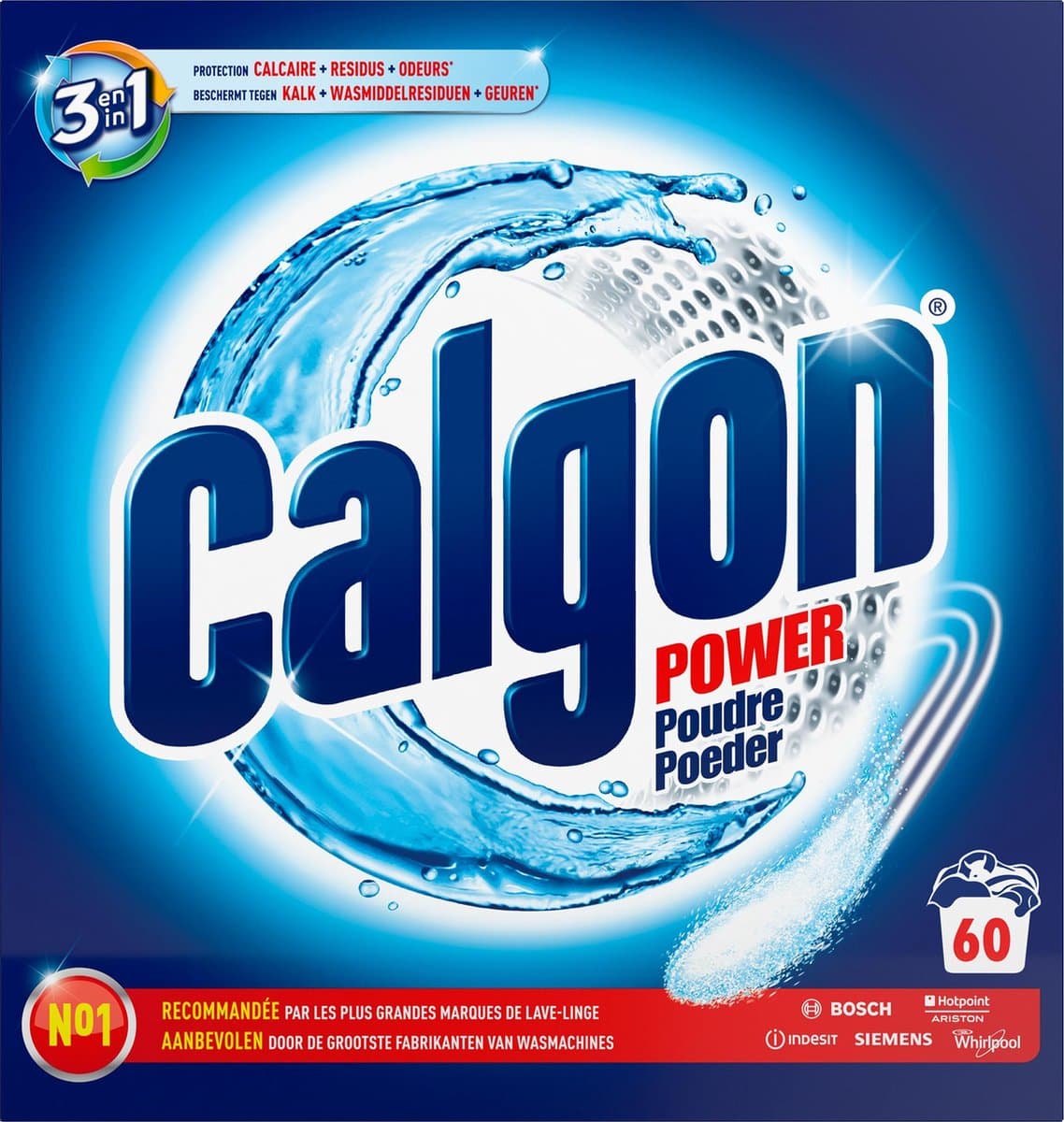 Calgon 3 in 1 - Power Poeder Wasmachine Reiniger en Anti kalk - 60 Doseringen — afbeelding 1