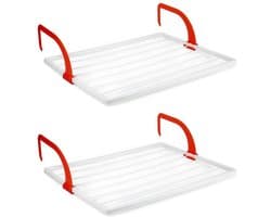 Plasticforte Inklapbaar klein wasrekje/droogrek - 2x - 4 meter waslijn - Ophangbaar - 50 x 62 cm — afbeelding 1