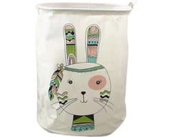 Speelgoedmand - Wasmand - Opberger - 35 x 45 cm - Wit met konijn — afbeelding 1