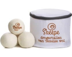 Texel Wollen Drogerballen XL 6 stuks in opbergzak met rits – Wasdrogerballen - Wasbollen - Droogballen - Duurzaam was drogen - Texelse wol en Merinowol
