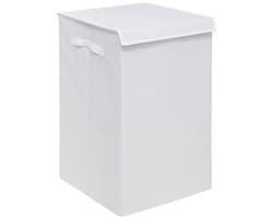 5Five Eureka sorteer wasmand - 74 liter - wit - 37 x 37 x 60 cm - MDF/Polyester stof - met afsluitklep