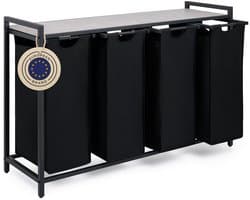 Blumtal Wasmand met 4 vakken - Wasmand met betonlook plank - Metalen frame - Wasmand met poten - Zwart — afbeelding 1