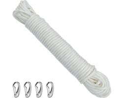 Vlaggentouw polyethyleen 6 mm 20 m - multifunctionele touw voor vlaggenmast-accessoires - waterdicht zon- en vuilafstotend - geschikt voor vlaggenmasten en diverse outdoorsporten.