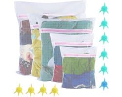 Set van 5 wasnetten voor wasmachine, waszak met ritssluiting, duurzame waszak, ontvang 10 vlekverwijderingsballen, voor gevoelige schoenen, babykleding