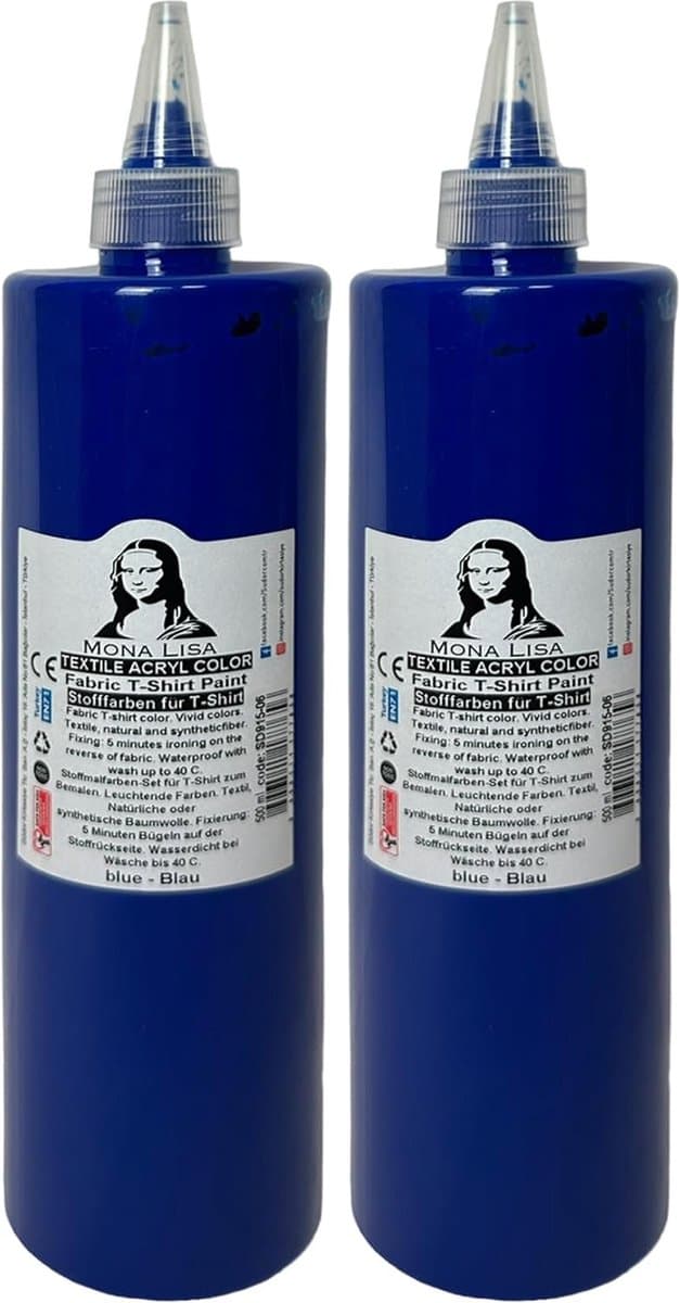 Südor Textielverf 1000 ml, blauw.Wasbestendige textielverf voor lichte stoffen. Wasmachinebestendig, wasbestendig. Fixatie door strijken (2 x 500 ml) — afbeelding 1