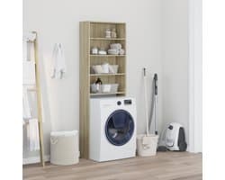 Wasmachine ombouw - Kast - Opbouwmeubel - Verhoger - Wasmachine meubel - Opbergkast - Hout - Sonoma Eiken
