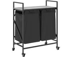 vidaXL - Wasmand - 2 - vakken - met - planken - grijs - sonoma - eiken