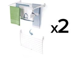 2x Foxydry Fold 82 cm DOWN - white - wasdroogrek wandmontage clicksysteem - neerwaartse sluiting - 82 x 50 x 10 cm