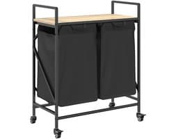 vidaXL - Wasmand - 2 - vakken - met - planken - sonoma - eikenkleurig