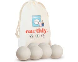 earthly.® wasdrogerballen - drogerballen - voor wasdrogers - 6 stuks - met opbergzakje - droogballen - wasbollen - herbruikbaar