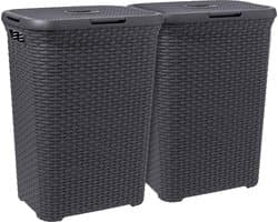 Curver Style Wasmand met Deksel - 60L - 2 stuks - Antraciet