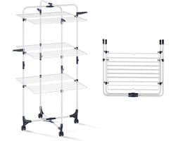 DailySupplies® Wasrek Inklapbaar op Wieltjes - Droogmolen - Droogtoren Staand - Wit