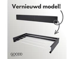 GOODD® - Droogrek - Wasrek - Wanddroogrek - Verbeterd model - Zwart - Rvs - Inklapbaar - 400 cm