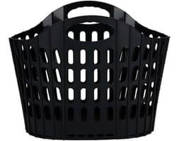 Flexibele wasmand - zwart - 25 liter - kunststof - 49 x 25 x 38 cm - opbergen