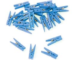24 Houten Knijpers Blauw - Ideaal voor Knutselen en Decoratie