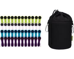 48 Softgrip Wasknijpers met Sterke Veren - Inclusief Canvas Opbergzak