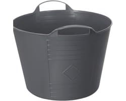 Excellent housewares Flexibele kuip / emmer - antraciet - 15 liter - kunststof - 35 x 28 cm — afbeelding 1