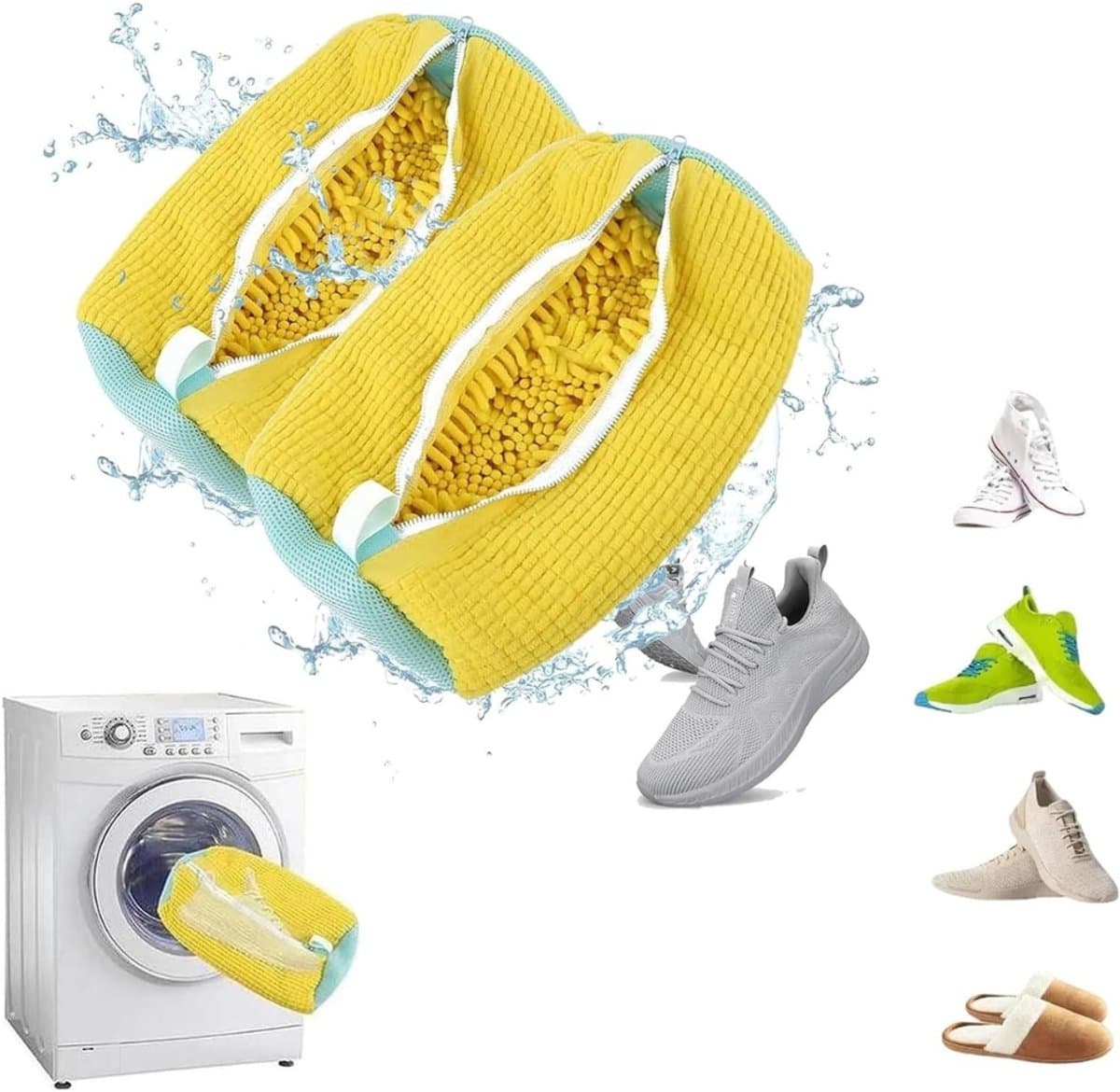 Famanu – Set van 2 herbruikbare waszakken - geschikt voor wasmachine - duurzaam materiaal - beschermt schoenen en delicate kleding - lichtgewicht - eenvoudig te gebruiken en schoon te maken — afbeelding 1