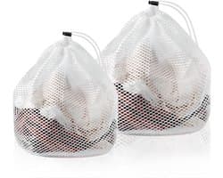 Mesh Waszakken Set van 2 - Trekkoord Wasmachine Zakken - Voor Kleding, Blouse, BH, Sok - Reis Waszakken - Verschillende Maten 11,8"x15,8" en 15,8"x19,7"