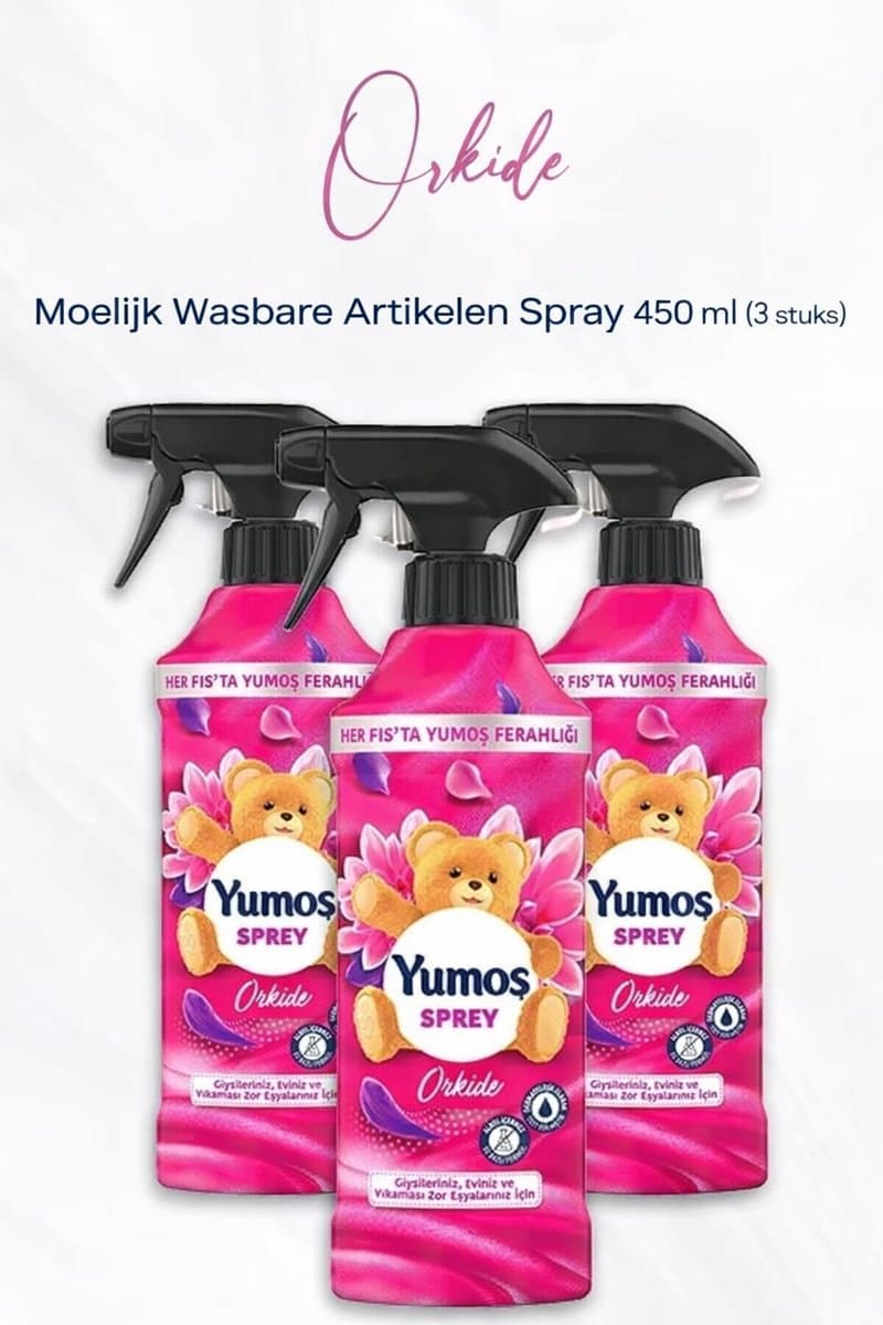 Yumos Spray Orkide 3x 450 ml – Textielverfrisser – Langdurige Luxe Geur & Directe Opfrissing — afbeelding 1