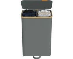 SONGMICS LCB532GN01 - Wasmand met Deksel - Uitneembare Waszak - 2 Vakken - 150 Liter Capaciteit — afbeelding 1