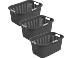 Rotho Country wasmand - set van 3 - 40 ltr - antraciet