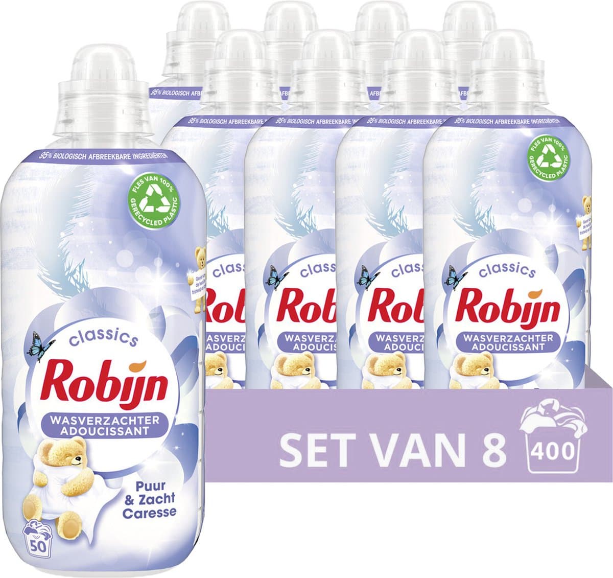 Robijn Classics Puur & Zacht Wasverzachter - 8 x 50 wasbeurten - Voordeelverpakking — afbeelding 1