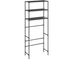 Zwart Opbergrek voor Boven de Wasmachine - 3 Laags - 69x28x169 cm