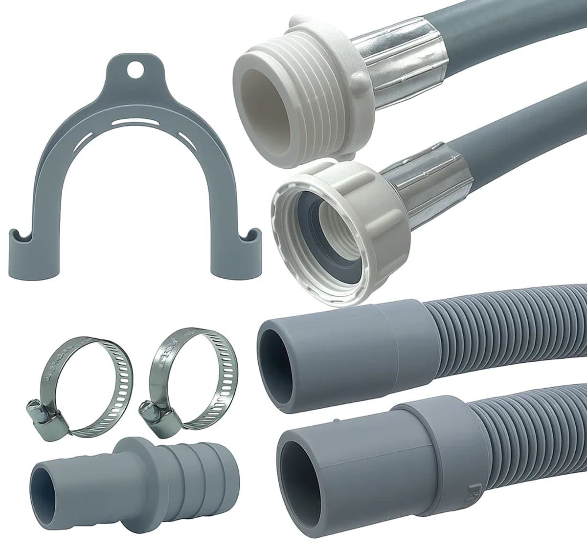 Fixem® - 1.5M Verlengslang set voor wasmachine en vaatwasser - toevoerslang en afvoerslang verlengset - inclusief afvoerverbindingsstuk 19mm x 21mm en slangklemmen — afbeelding 1