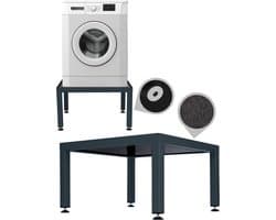 WassiStand Wasmachine Verhoger met Anti-Slip & Grip – Wasmachine Kast en Ombouw – Verhoging voor Wasmachine, Vaatwasser, Koelkast, Vriezer en Droger – Witgoed Verhoger - Inclusief 4 Dempers – Roestvrij – Maximaal 750 kg – 61x61x34cm - Grijs
