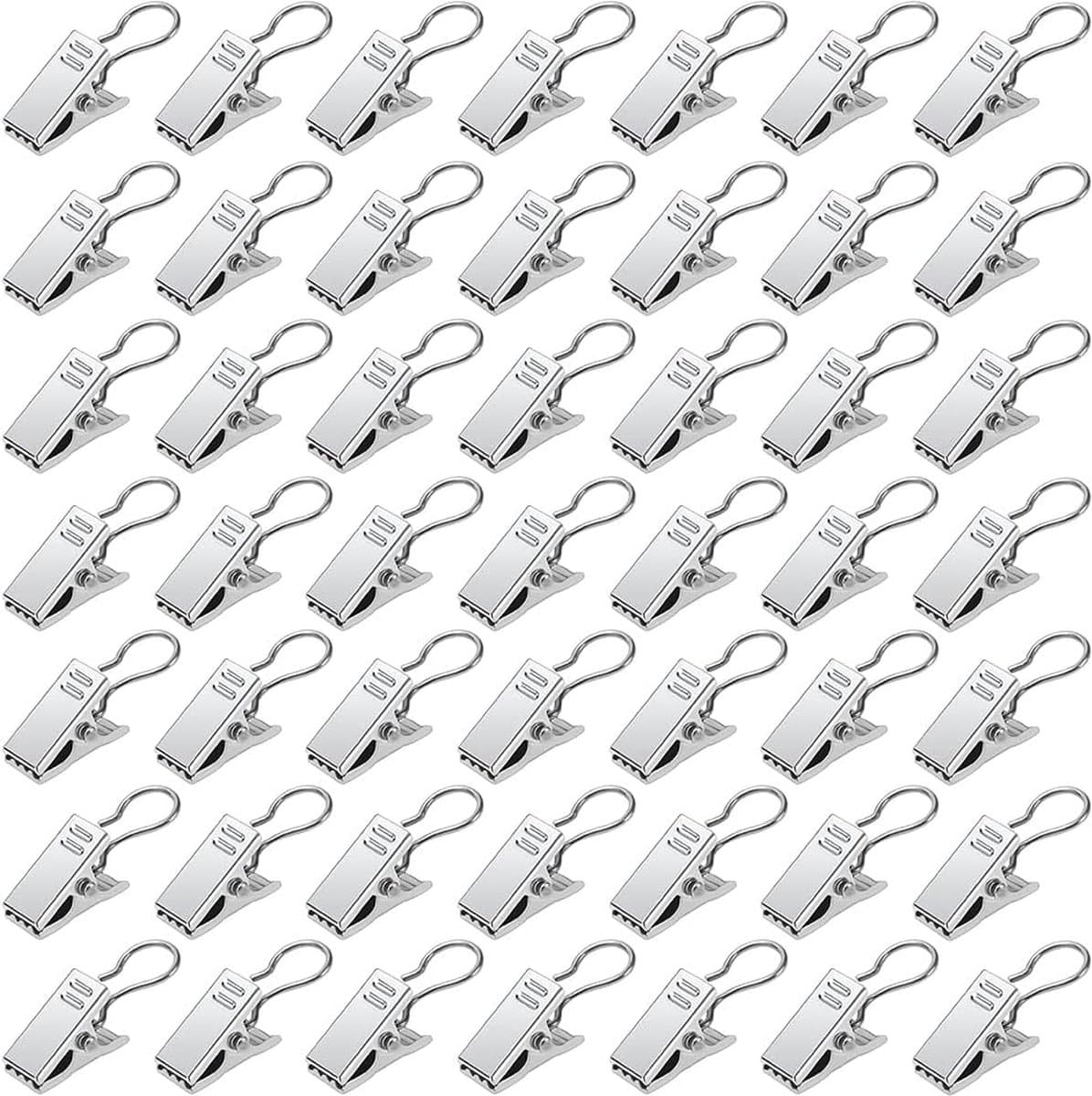 50 Stuks Roestvrijstalen Gordijnclips Metalen Ophanghaken, Gordijnclips met Haken, Gordijnhangers Clips, voor Slaapkamer, Badkamer, Huisdecoratie, Zilver — afbeelding 1