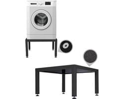 WassiStand Wasmachine Verhoger met Anti-Slip & Grip – Wasmachine Kast en Ombouw – Verhoging voor Wasmachine, Vaatwasser, Koelkast, Vriezer en Droger – Witgoed Verhoger - Inclusief 4 Dempers – Roestvrij – Maximaal 750 kg – 61x61x34cm - Zwart — afbeelding 1